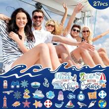 27 件套邮轮门饰磁性贴，大型航海主题邮轮门贴，可重复使用，趣味嘉年华邮轮门贴，邮轮舱房门贴，可用于门饰、冰箱、汽车、电脑等，圣诞装饰，家居圣诞礼物，圣诞装饰品 - 混色 - 查看 5