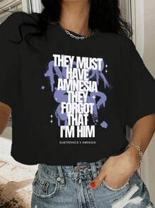 200g T-Shirt/1 Piece T-Shirt/100% Polyester Fashion Ladies Painting Print Short-Sleeved T-Shirt