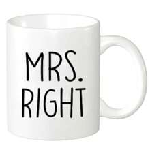 Mrs.Right And Mrs. Always Right Matching Mug, Hers And Hers Valentines Day Gifts, Lesbian Couple Marriage Engagement Mugs - Mrs.Right - View 1