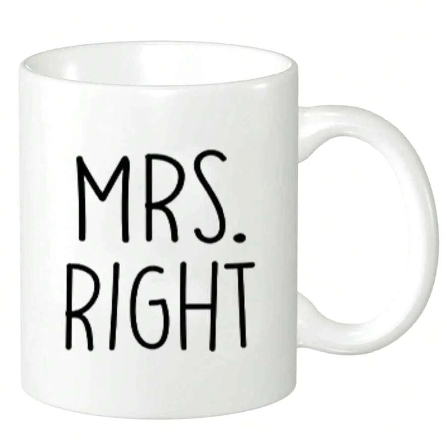 Mrs.Right And Mrs. Always Right Matching Mug, Hers And Hers Valentines Day Gifts, Lesbian Couple Marriage Engagement Mugs - Mrs.Right - View 1