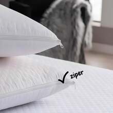 Kit With 02 Pillows Height Adjustment 50cm X 70cm With Zipper Soft Silicone Fiber 180 Threads - White - View 6