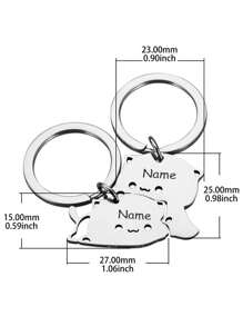 1 Pair Customized Laser Engraved Text Couple Keychain, Stainless Steel Cat Shaped Matching Keyring Set, Valentine's Day Gift, Anniversary Gift, Mother's Day, Teacher's Day, Decoration Pendant
