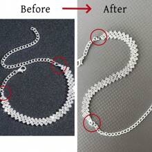 1件，闪亮合金手链，尽显优雅奢华风格，适合女性婚礼派对佩戴，亦可作为情人节配饰。 - 銀色 - 查看 3