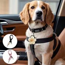 1-3 件可爱花朵宠物汽车安全带，反光尼龙伸缩可调节汽车安全带牵引绳，适用于小型猫狗车辆旅行，必备配件