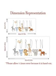 1pc Name Custom Art Poster Jungle Animals Hanging Picture Elephant Painting Poster Giraffe Print Picture Zebra Decorative Painting Lion Wall Art Kids Room Decor Birthday Gift With Frame,Home Refresh,Customized Wall Art,Warm Ambience,Home & Living,Haunt Your Home,Souvenirs,Reusable,Adorable,High-Quality,Household Items - White - View 5