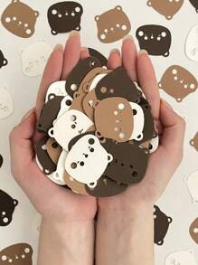 100pcs/Pack Brown Bear-Shaped Confetti, Baby Birthday Party Scatters, School Opening Party Decoration