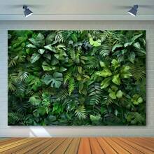1pc Multi-Use Green Polyester Greenery Photography Background, No Power Needed, Lifelike Forest Fabric Wall Art, Suitable For Wedding, Party, Birthday, Outdoor Event, Home Office Decor, Universal Backdrop - Multicolor - View 4
