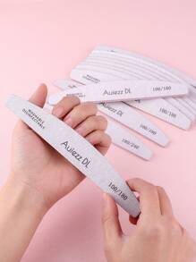 3/5/10pcs Grey Professional Crescent Double-Sided Nail Files, 80/80 100/100 100/180 180/240 Grit Manicure Tools - Light Grey - View 5