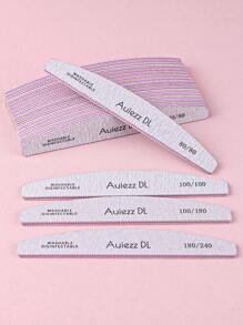 3/5/10pcs Grey Professional Crescent Double-Sided Nail Files, 80/80 100/100 100/180 180/240 Grit Manicure Tools - Light Grey - View 1