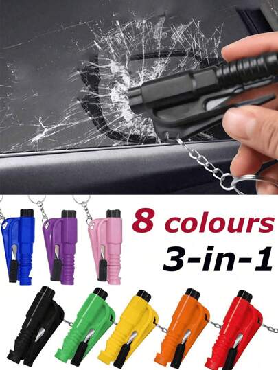 1pc/3PCS/6PCS 2-In-1 Emergency Seat Belt Cutter With Car Keychain, Hammer, Mini Fire Hammer, Car Emergency Escape Tool, Window Breaker, Portable Rescue Tool Keyring, Emergency Hammer