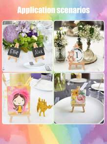 6pcs/Set-Wood Display Easels, Wedding Table Decor Diy Tripod, Mini Wooden Tripod Display Easel Stand,Mr Mrs Wedding Love Rustic Wedding Engagement Decor Frame Painting Poster,Wedding Table Number Displaying Cards, Small Canvases,Photos,Painting Craft Artist Tripod