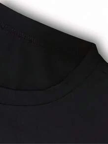 Map Print Crew Neck T-Shirt, Casual Short Sleeve T-Shirt For Spring & Summer, Women's Clothing - màu đen - Xem 4
