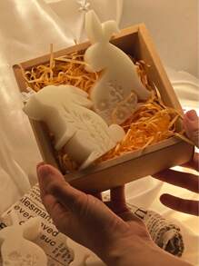 1 pieza Molde de silueta de conejo de Pascua, molde de decoración de vela hecha a mano con diseño de animal, para hacer velas perfumadas, yeso, manualidades de decoración del hogar, decoraciones DIY - Blanco - Ver 9