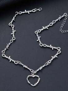 1 PC Small Wire Brambles Iron Heart Choker Necklace Women Hip-Hop Gothic Punk Style Barbed Wire Little Thorns Chain Choker Gifts