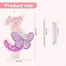 1pc Sparkling Happy Birthday Celebration Candles - Glittery Purple Ombre Butterfly Designed Birthday Number Candles (0-9), Cake Topper Decor For Birthday, Anniversary, Graduation Party, Adult Gathering, Dessert Table Decorations, Baking Supplies, Party Decorations,