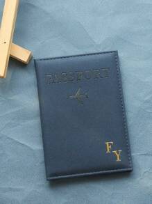 Takeoak 1 pièce Couverture de passeport personnalisée en or avec initiales, porte-passeport monogramme or personnalisé, accessoires de voyage personnalisés, cadeau de voyage fait main minimal pour documents et cartes pour amis et famille