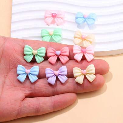 10/20 件丝带心形蝴蝶结树脂工艺配件 DIY 珠宝制作用品、奶油凝胶手机壳、发夹、7 月 4 日扁平装饰品耳环、串珠手链、贝壳项链、珐琅别针、万圣节