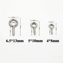 100 piezas Anillos, pernos, tornillos de cabeza redonda con ojal cerrado, ganchos de argolla, clavos autorroscantes para colgar en la pared, para manualidades de joyería, artesanía, fotos, arcilla y colgantes de resina