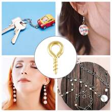 100 piezas Anillos, pernos, tornillos de cabeza redonda con ojal cerrado, ganchos de argolla, clavos autorroscantes para colgar en la pared, para manualidades de joyería, artesanía, fotos, arcilla y colgantes de resina