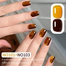 XEIJAYI XEIJAYI 2PCS 15ml Two-Color Combination Set, Brown Yellow Dual-Color Nail Gel Kit, Enhances Skin Tone, Suitable For Nail Salons And DIY Nail Art.