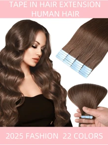 Nahtlose Tape-In Haarverlängerungen aus Echthaar, gerade Verlängerungen mit Hautgewebe-Klebstoff, Salonqualität für Frauen, 20 Stück/30g, Halloweenkostüme