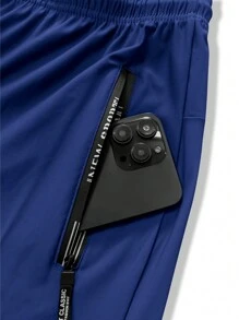 4 件套男士纯色运动七分裤，带口袋，休闲抽绳高弹力裤，适合户外活动，春夏季，反光 - 彩色 - 查看 6