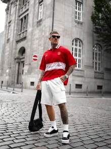2025 Spring & Summer Men's Fashion Casual Oversize Soft Breathable Polo Shirt, Ins Style - Red - View 3