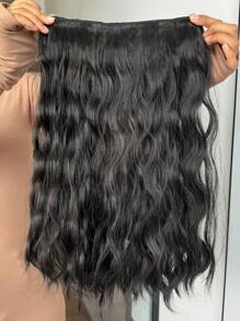 5 Clip In Hair Extensions Synthetic Black Color 18 Inch Long Natural Wave Wavy Synthetic Hairpiece - Black - View 6