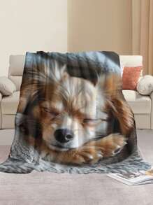 Customizable - Personalized Cat, Dog, Or Human Portrait Photo Custom Blanket, Machine Washable, Flannel Material, Suitable For Bedroom, Living Room Use As Throw Blanket, Loved By Fans And Pet Lovers, Room Decor, Fan Merchandise, Great Personalized Gift For Mother's Day, Birthday, Anniversary - White - View 5
