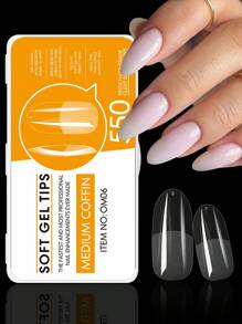 550pcs/Box Oval False Soft Gel Nail False Tips, Medium Oval Shape False, Transparent Semi-Matte Full Coverage Tips Pre-Shaped Professional Acrylic Press On Nail Tips For Nail Extension Salon Manicure Accessories Tools - Clear - View 2