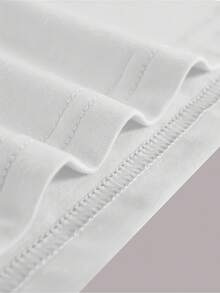 Women'S Casual Letter Print T-Shirt, Short Sleeve Crew Neck, Polyester Knit Fabric, Regular Length, All-Season Top, 95% Polyester 5% Elastane, Alphabet Pattern - Black & White Options - 白色 - 查看 4