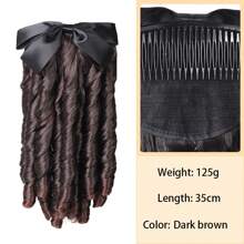 14英寸/11英寸合成复古马尾辫带梳子欧式公主卷发蓬松马尾辫夹式发尾自然假发接发 - 彩色 - 查看 14