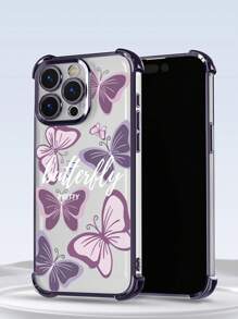 1个全新紫色蝴蝶电镀气囊防摔/加厚透明TPU保护壳，兼容苹果17 Pro Max/16 Pro/16/13 Pro Max/12 Pro Max/11/15 Pro Max/14 Pro Max/三星Galaxy/荣耀/Note 13 Pro/S23 Ultra/S24 Ultra，国际版，非国内版 - 深紫色 - 查看 4