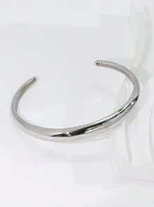 Charm-In 1 件简约光滑镂空手镯，铜镀金首饰，女士时尚配饰，适合日常佩戴和派对 - 金黃色. - 查看 4