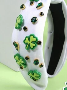 1 件圣帕特里克节 Oxalis Corniculata L 发带，织物水钻头带，时尚发饰，适合幼儿派对礼物 - 發箍 - 查看 5