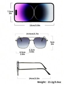 3 副男女通用方形金属时尚眼镜，适合日常佩戴 - 多色 - 查看 5