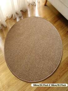 1 Stück japanischer minimalistischer brauner runder Ananas-förmiger Jute- & Leinen-Teppich mit rutschfester Unterseite, geeignet für Wohnzimmer, Schlafzimmer - Eigenschaften: Tierfreundlich, Geräuschdämmung, rutschfest, leicht zu reinigen, maschinenwaschbar
