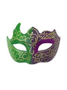 1 pieza Máscara de medio rostro pintada con lentejuelas para el Festival Carnaval de Río de Janeiro y Nueva Orleans, accesorio de disfraz de pareja para fiestas - Multicolor - Ver 3