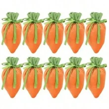 1/10st Paaswortel Cadeauzak Wortelvormige Fluwelen Sieradenmand Trekkoordzakken Snoep Traktatiezak Voor Lente Paasfeest Cadeauverpakkingszak
