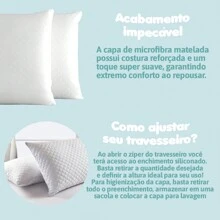 Kit With 02 Pillows Height Adjustment 50cm X 70cm With Zipper Soft Silicone Fiber 180 Threads - White - View 4