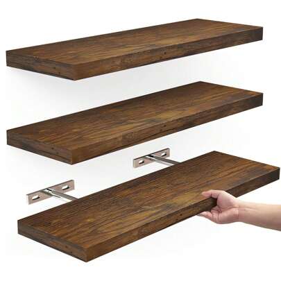 WandregalRegal Wand 3st Regalbrett Schweberegal Hängeregal 41 x 17 x 2,8 cmRegalsysteme Stark und stabil für Küche, Wohnzimmer, SchlafzimmerTragfähigkeit 30kg Büroregal MDF-Material Holzregal Wall Shelf