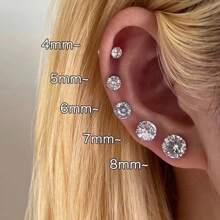 1 件免穿孔磁性耳钉，锆石夹式耳环，男女皆宜，适合派对、舞蹈、婚礼的时尚珠宝 - 銀色 - 查看 1