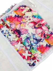 Women's Chiffon Printed Shaping Open Shoulder Blouse With Ruffle Sleeves - Multicolor - View 6