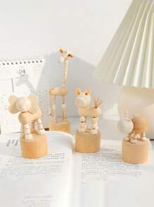 1pc Wooden Animal Miniature Desktop Decor, Customizable Name Engraving & Logo, Dancing Wooden Ornament Suitable For Holidays, Birthdays, Valentine's Day Gifts Graduation