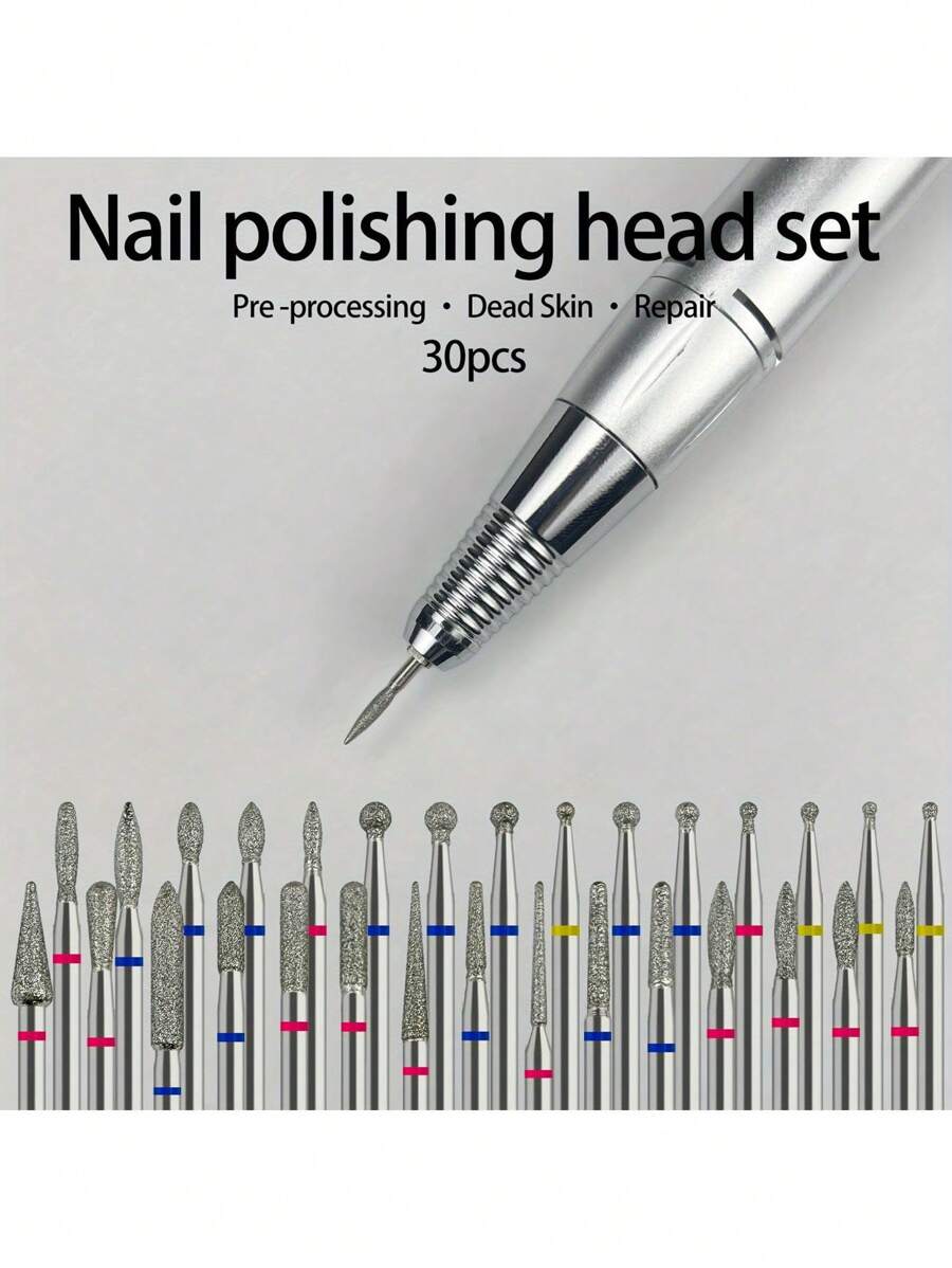30pcs Pro Nail Drill Bit Set With Storage Case - Professional Manicure & Pedicure Tools For Smooth, Shiny Nails - Includes Cuticle Removal Bits, Unscented