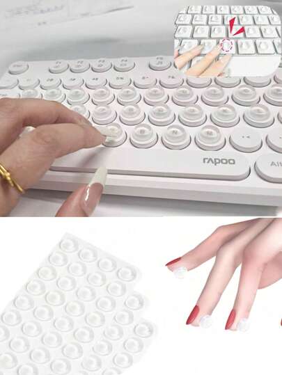 32 piezas/64 piezas - Pegatinas de arte de uñas para el teclado - Protección cómoda y transparente para uñas largas - Pegatinas adhesivas reutilizables para cubrir el teclado de uñas largas para teclear y jugar en laptop, PC, computadora, portátil