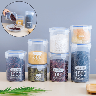 1/2/4 件谷物储存罐，厨房食品密封罐，密封性好，尺寸多样