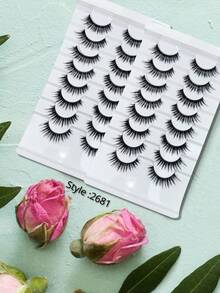 8 对自然风格 3D 丝绸睫毛适合日常佩戴轻质仿貂皮睫毛 - 自然纖長款 - 查看 3