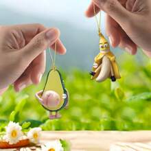 1pc New Avocado & Banana Fruit Acrylic Keychain, Car Rear View Mirror Charm, Backpack Pendant Decor, Suitable For Car Mirror, Backpack, Holiday Party Accessory Key Chain - Multicolor - View 2