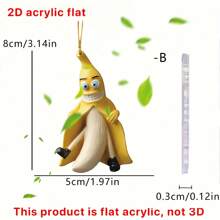 1pc New Avocado & Banana Fruit Acrylic Keychain, Car Rear View Mirror Charm, Backpack Pendant Decor, Suitable For Car Mirror, Backpack, Holiday Party Accessory Key Chain - Multicolor - View 6